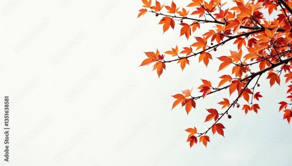 Branches of a deciduous tree against a pristine white canvas, branches, leaves, white Branches of a deciduous tree against a pristine white canvas, branches, leaves, white