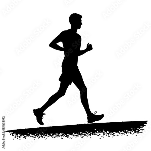 Silhouette of a man jogging for fitness and healthy lifestyle concept