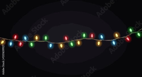 Colorful Christmas lights glowing against a dark background  