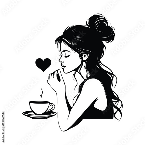 Silhouette designs for coffee lovers clipart on a white background