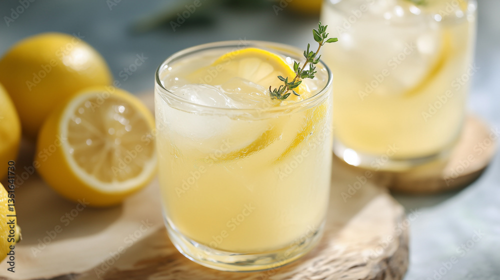 Fresh cooling lemonade cocktail with crushed ice and oranges. Isolated. Space for text. AI generation Fresh cooling lemonade cocktail with crushed ice and oranges. Isolated. Space for text. AI generation