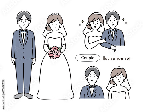 新郎新婦のイラスト素材_セット