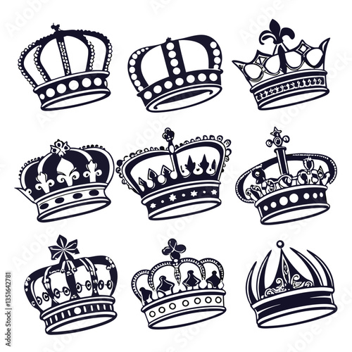 Set king crowns icon on white background vector image (8).eps