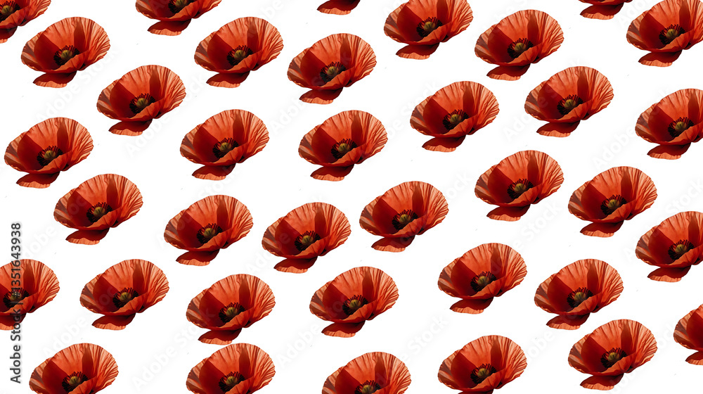 Red Poppies PNG pattern. Symbolic Remembrance Design with Soft Bokeh Red Poppies PNG pattern. Symbolic Remembrance Design with Soft Bokeh