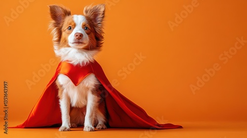 Super Dog Posing in Orange Studio photo