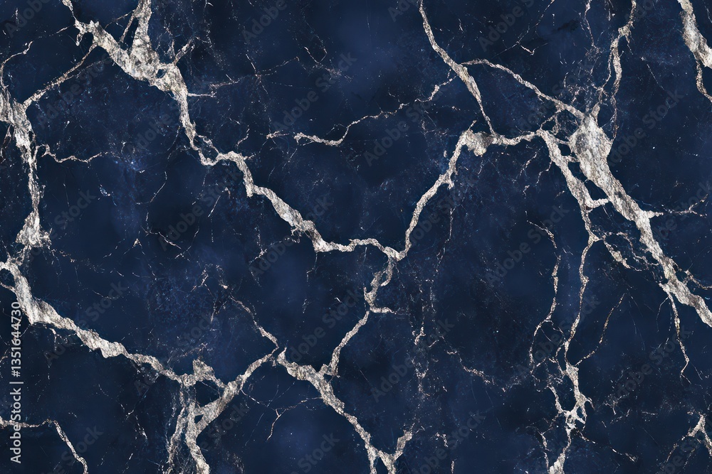 A luxurious background of deep navy blue marble with rich silver veins running through it A luxurious background of deep navy blue marble with rich silver veins running through it
