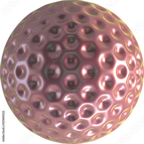 Foto Pink metallic sphere with circular indents and reflective surface