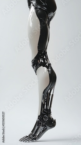 Obraz na płótnie Detailed view of futuristic bionic leg with robotic elements w salonie