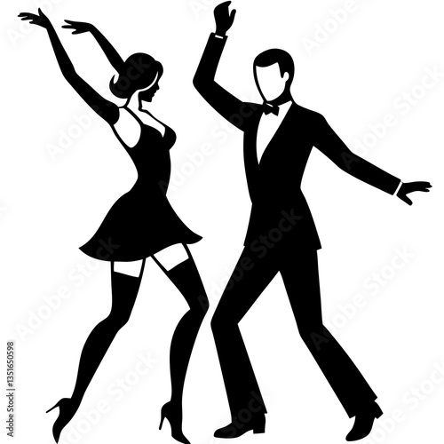 Black silhouette of a dancing couple
