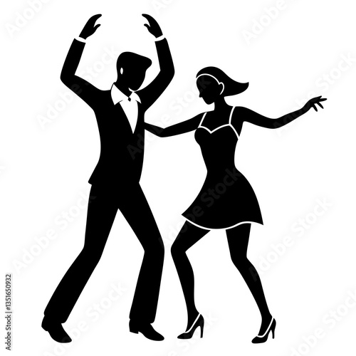 Black silhouette of a dancing couple