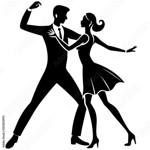 Black silhouette of a dancing couple