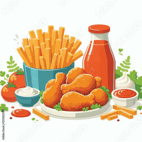 lunch, dinner, delicious, meal, crispy, tasty, cooked, food, fried chicken, chicken, snack, fast, fried, restaurant, hot, background, white, eat, meat, dish, appetizer, fast food, crunchy, cuisine, fr