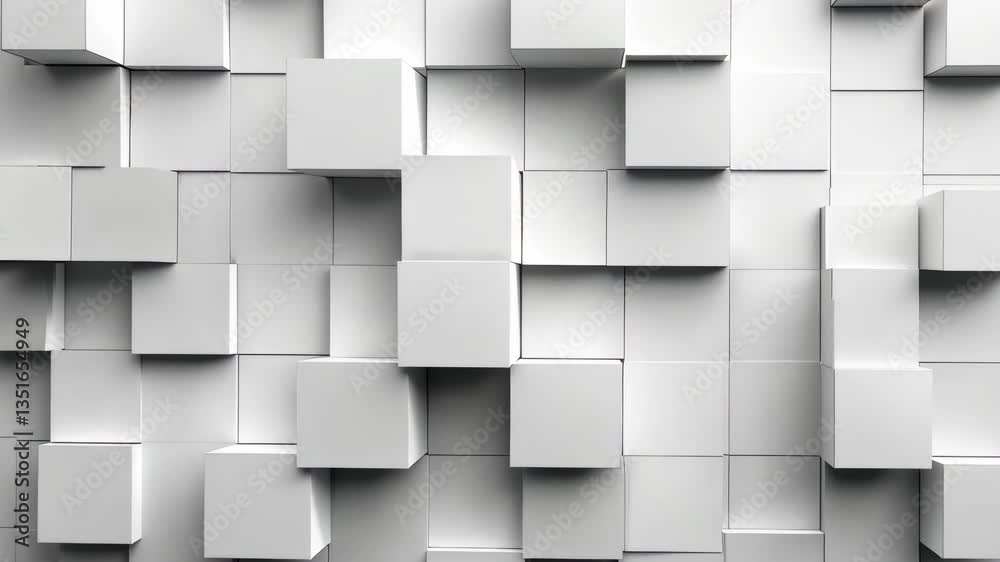 This video features an elegant abstract geometric background composed of various squares in white and gray colors. Perfect for design projects, presentations, or digital art.