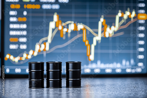 petrochemical industry concept oil gas energy sector price chart increase crude oil barrels production increase and commodity trading and investment data and chart stats wide banner