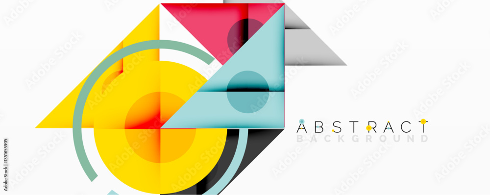 Abstract geometric composition with intersecting triangles, circles, and gradients, creating a dynamic layered pattern with depth and contrast Abstract geometric composition with intersecting triangles, circles, and gradients, creating a dynamic layered pattern with depth and contrast