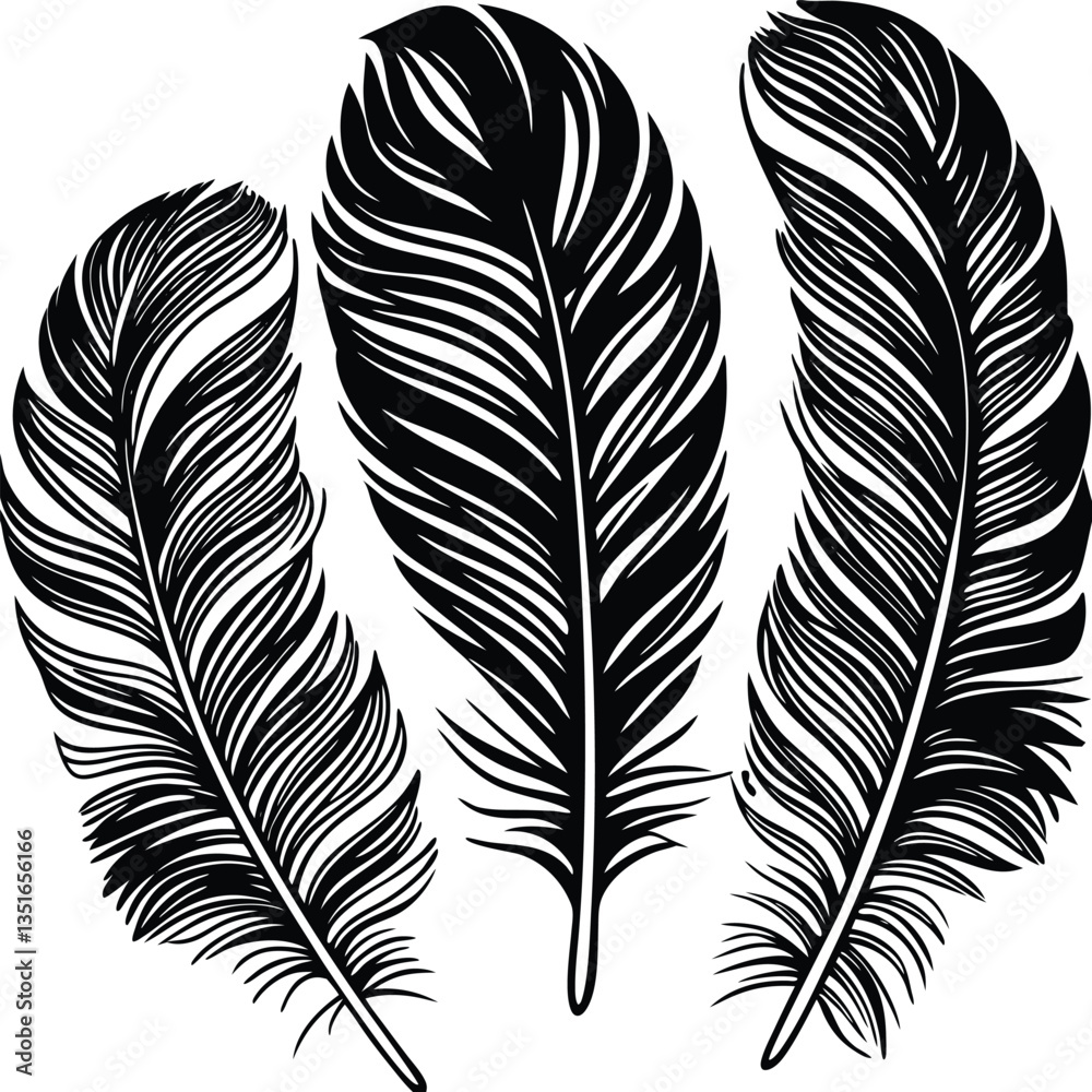Naklejka premium Feathers silhouette set vector image (1).eps