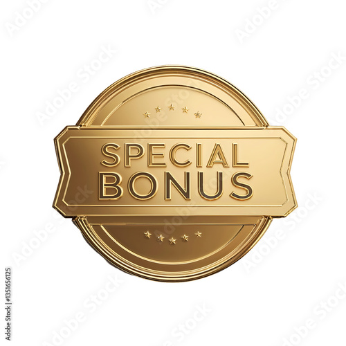 Gold metallic badge with engraved 