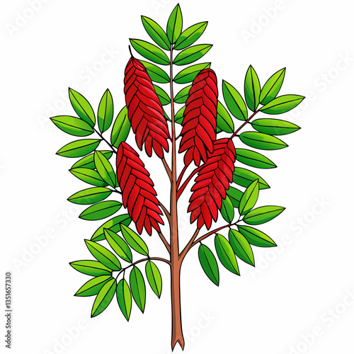 vector illustration of a sumac tree