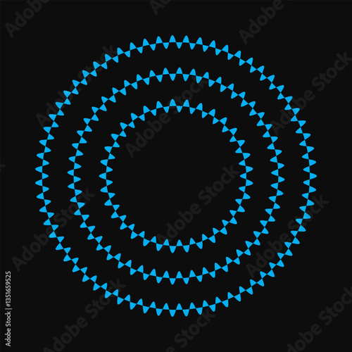 Three Concentric Circles Blue Sine Wave