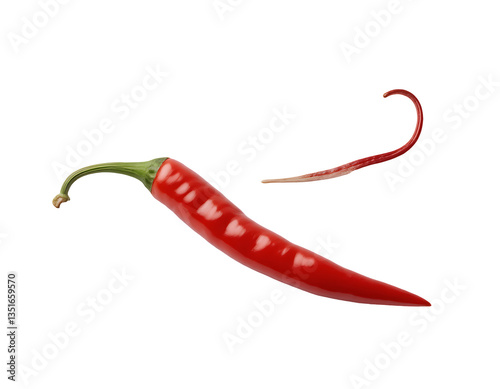 Red chili peppers isolated on transparent background