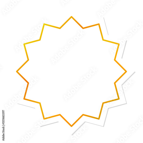 White border with shiny golden frame and place for text. Poligonal form. Vector illustration. Isolated on white.