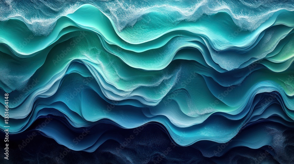Fototapeta premium Abstract layered wavy oceanic background