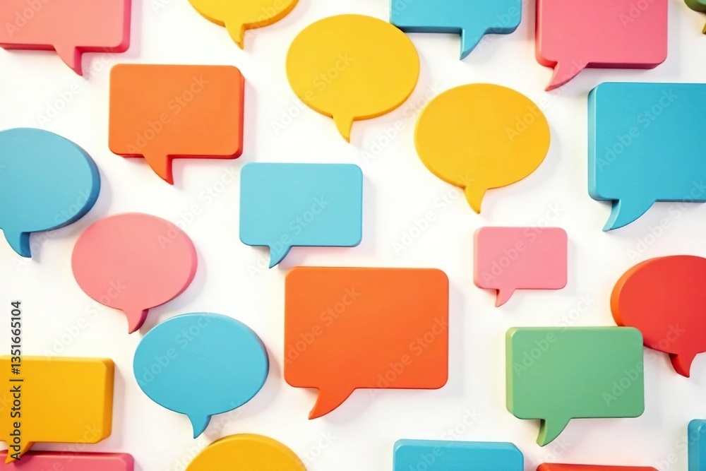 Seamless pattern of colorful speech bubbles on white background, cheerful, texture, pop art Seamless pattern of colorful speech bubbles on white background, cheerful, texture, pop art