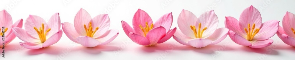 Delicate flower petals unfurl on a crisp white surface, nature, flowers Delicate flower petals unfurl on a crisp white surface, nature, flowers