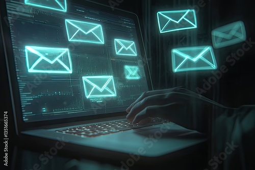 Email phishing attack on laptop