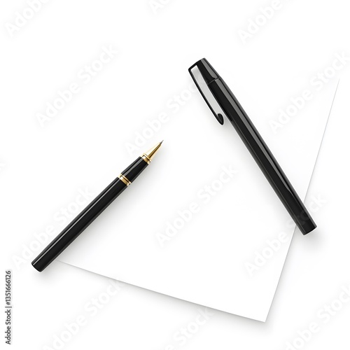 Wallpaper Mural Blank white paper with two black pens provides realistic copy space for marketing content ideas perfect for showcasing samtwis content marketing strategies and showcasing Torontodigital.ca