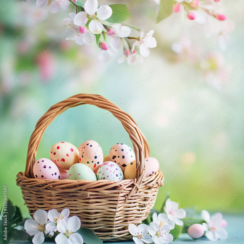 Easter eggs in basket Easter eggs in basket
