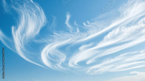 High-altitude cirrus clouds forming delicate patterns against a clear sky