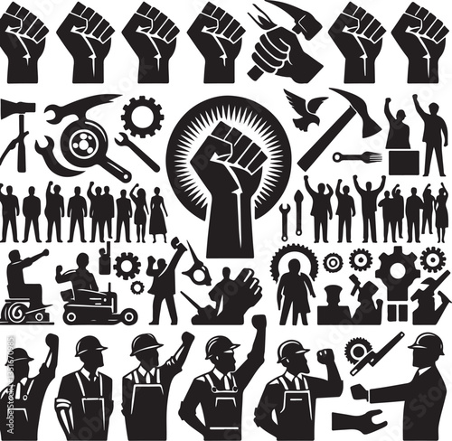 "International Workers' Day Silhouette Vector Bundle"