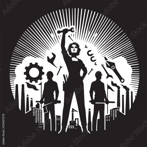 "International Workers' Day Silhouette Vector Bundle"