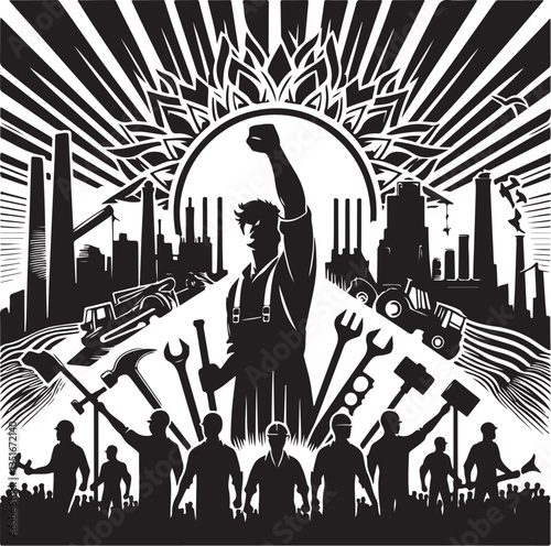 "International Workers' Day Silhouette Vector Bundle"