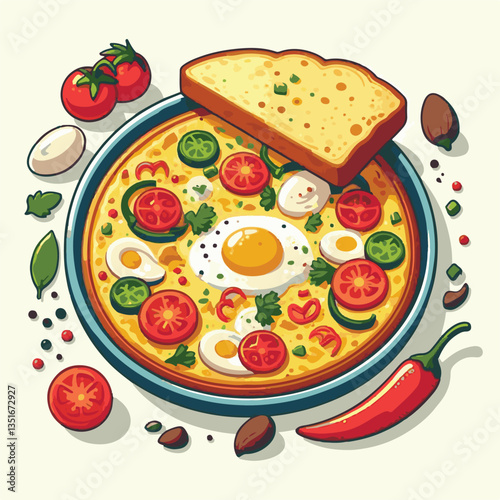 frittata, baked, egg, food, dish, healthy, pepper, breakfast, meal, omelet, omelette, spinach, delicious, green, lunch, fried, fresh, dinner, italian, vegetarian, vegetable, tomato, yellow, scrambled,