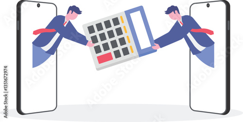 Financial invoice or bill concept. payment and debt management. Explore the character of reading and calculating long financial bills
