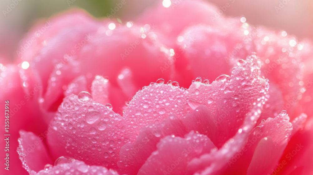 A close-up of a dewy peony flower after a light rain, showcasing its fresh appearance A close-up of a dewy peony flower after a light rain, showcasing its fresh appearance