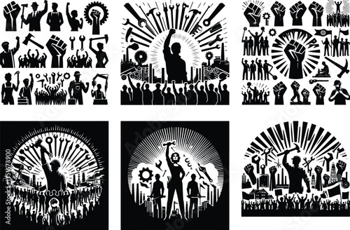 "International Workers' Day Silhouette Vector Bundle"