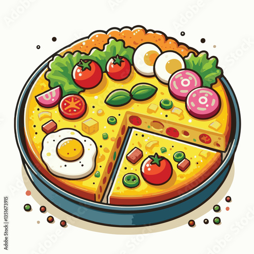 frittata, baked, egg, food, dish, healthy, pepper, breakfast, meal, omelet, omelette, spinach, delicious, green, lunch, fried, fresh, dinner, italian, vegetarian, vegetable, tomato, yellow, scrambled,