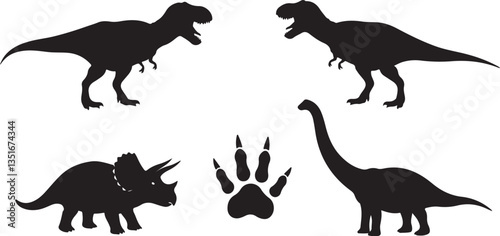 Dino Icons, Ideal for Prehistoric and Dinosaur Themes - Flat Vector Illustration