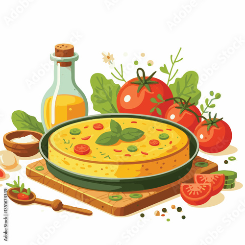 frittata, baked, egg, food, dish, healthy, pepper, breakfast, meal, omelet, omelette, spinach, delicious, green, lunch, fried, fresh, dinner, italian, vegetarian, vegetable, tomato, yellow, scrambled,