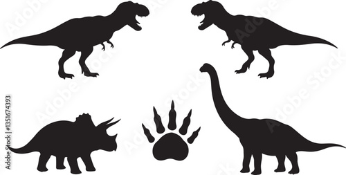 Dino Icons, Ideal for Prehistoric and Dinosaur Themes - Flat Vector Illustration photo