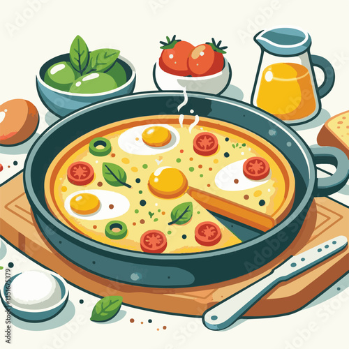 frittata, baked, egg, food, dish, healthy, pepper, breakfast, meal, omelet, omelette, spinach, delicious, green, lunch, fried, fresh, dinner, italian, vegetarian, vegetable, tomato, yellow, scrambled,