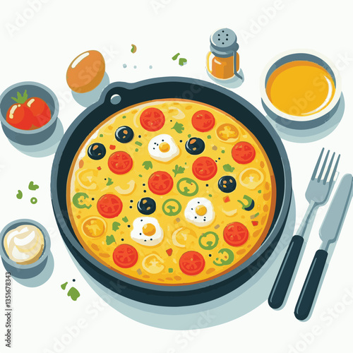 frittata, baked, egg, food, dish, healthy, pepper, breakfast, meal, omelet, omelette, spinach, delicious, green, lunch, fried, fresh, dinner, italian, vegetarian, vegetable, tomato, yellow, scrambled,