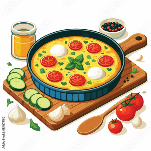 frittata, baked, egg, food, dish, healthy, pepper, breakfast, meal, omelet, omelette, spinach, delicious, green, lunch, fried, fresh, dinner, italian, vegetarian, vegetable, tomato, yellow, scrambled,