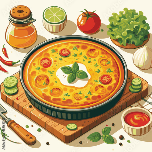 frittata, baked, egg, food, dish, healthy, pepper, breakfast, meal, omelet, omelette, spinach, delicious, green, lunch, fried, fresh, dinner, italian, vegetarian, vegetable, tomato, yellow, scrambled,