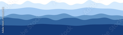Abstract blue tones wave pattern with gradient mountain design.