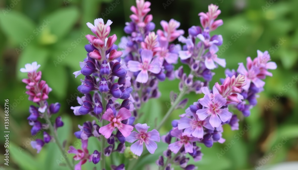 Hyssop flowers in purple and pink hues with green stems Hyssop flowers in purple and pink hues with green stems