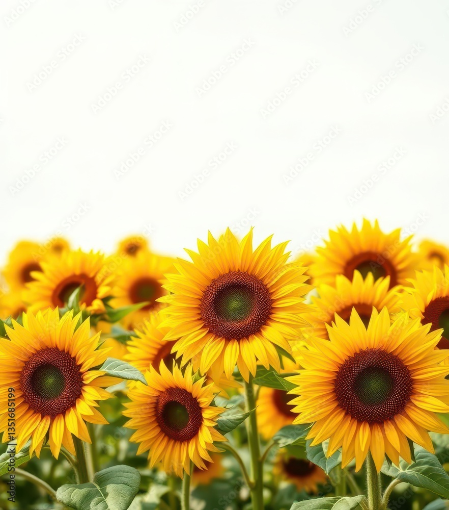 Vibrant yellow sunflowers fill the frame, creating a cheerful summer background, background, backdrop Vibrant yellow sunflowers fill the frame, creating a cheerful summer background, background, backdrop